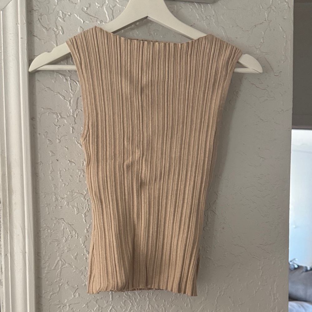 Quince Sleeveless Ribbed Tank - Beige